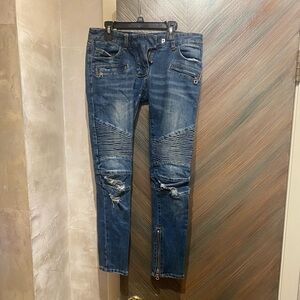 Balmain Blue and White Jeans